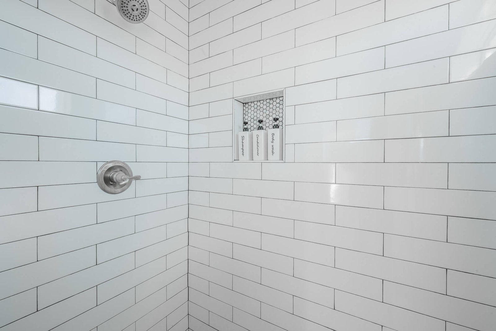 Walk in shower in the upstairs master bathroom at Pelican Lookout