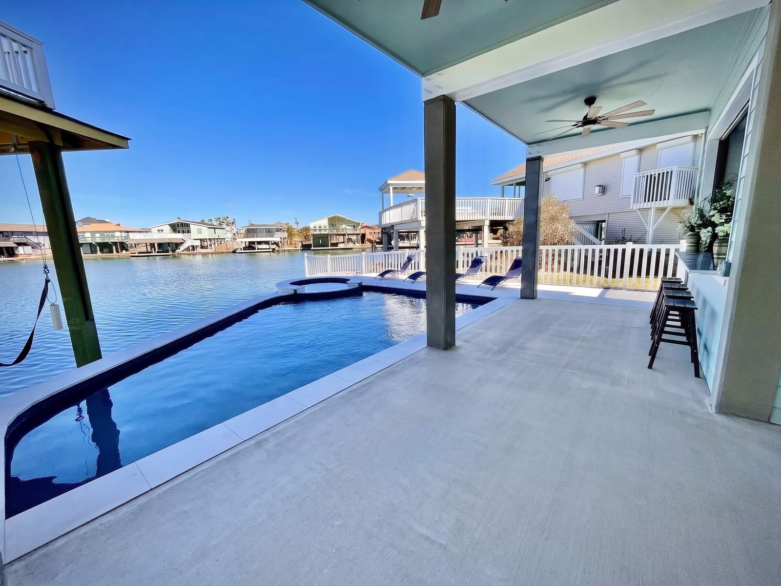 Pelican Lookout pool beside the waterfront deck